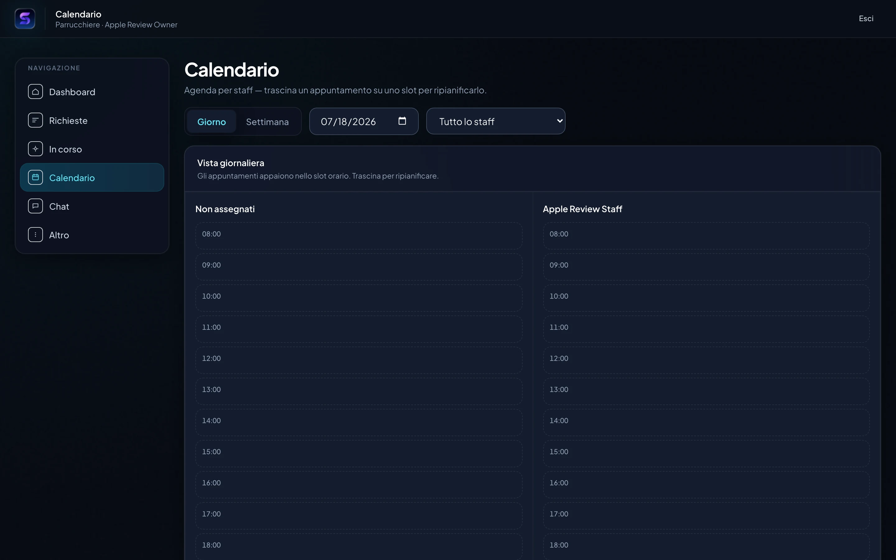 Calendario giornaliero dell’attività